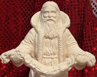 Polish Santa with garland in bisque ready to paint by jmdceramicsart