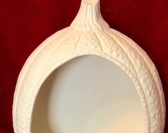 Decorative Ceramic Pumpkin Wall Hanging in bisque ready to paint