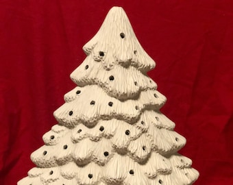 DIY Clay Magic Xmas Tree - DIY Ceramic Bisque Xmas Tree - Handcrafted Ornamented Christmas Tree and Base - DIY Clay Magics Mantle Tree - Art