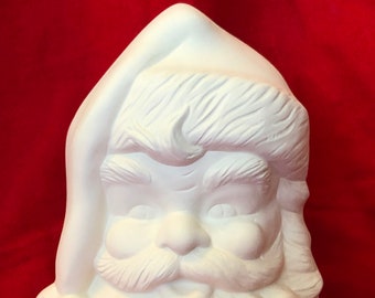 Traditional Santa Bust in ceramic bisque ready to paint