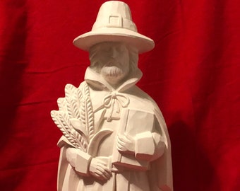 Clay Magic's Hammered Male Pilgrim in ceramic bisque ready to paint