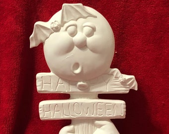 Halloween Post in ceramic bisque ready to paint by jmdceramicsart