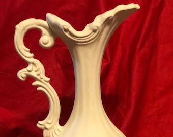 Vintage Victorian Pitcher from 1980 in ceramic bisque ready to paint by jmdceramicsart