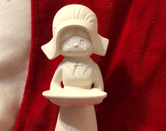 Ceramic Slim Female Pilgrim in bisque ready to paint by jmdceramicsart