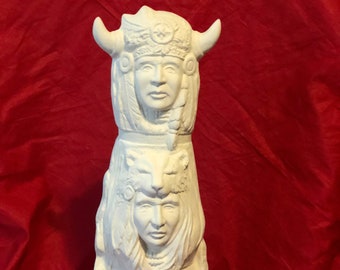 Ceramic Medium Totem Pole in bisque ready to paint by jmdceramicsart