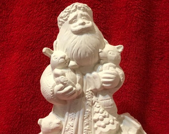 Noah's Ark Santa in ceramic bisque ready to paint