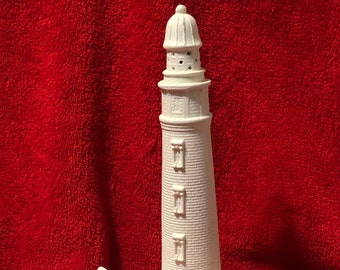 Ceramic Lighthouse with holes for tea light in bisque ready to paint by jmdceramicsart