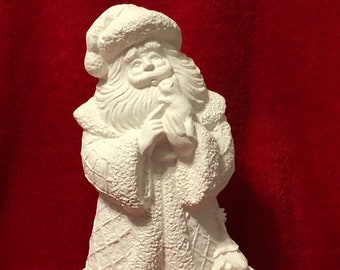 Kitty Cat Santa in ceramic bisque ready to paint