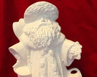 Gare Molds Vintage Wicker Santa in ceramic bisque ready to paint by jmdceramicsart