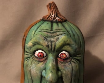 Another Ceramic Zombie Pumpkin dry brushed using Mayco Softee Stains