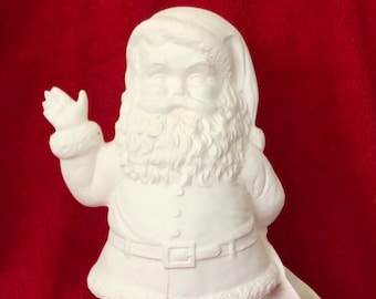 DIY Handcrafted Ceramic Santa Claus - Christmas Figurine - DIY Ceramic Figurine - Ceramic Bisque for Xmas Home Decor - Ready-to-Paint Santa