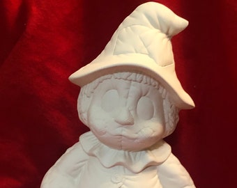 Ceramic Scarecrow in bisque ready to paint by jmdceramicsart