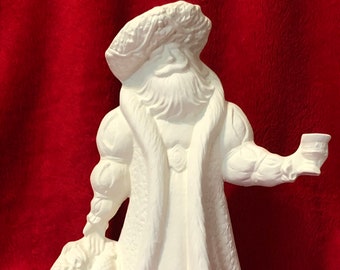 DIY - Handmade Ceramic Bisque - Old English Santa Sculpture - Ceramic Santa Figurine - Ready-to-Paint - Xmas Figurine Gifts - DIY Home Decor