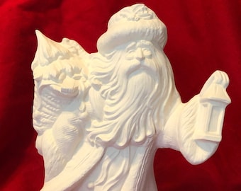 Gare Molds Vintage Lantern Santa in ceramic bisque ready to paint by jmdceramicsart