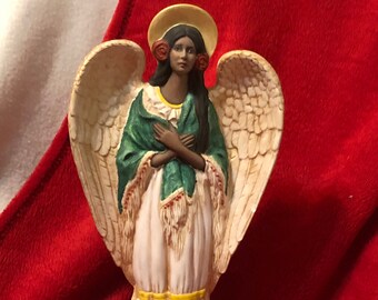 Vintage Dry Brushed Ceramic Angel