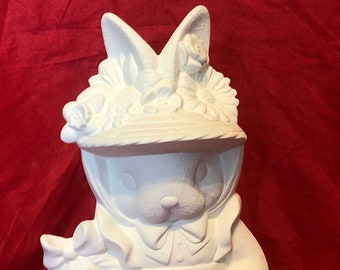 Easter girl bunny in ceramic bisque ready to paint by jmdceramicsart