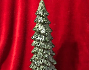 Bluegrass Green Glazed Slim Christmas Tree with holes for lights by jmdceramicsart
