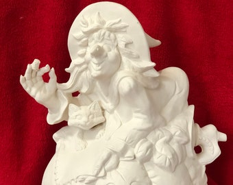 Stitch Witch by Ceramichrome Molds in ceramic bisque ready to paint by jmdceramicsart