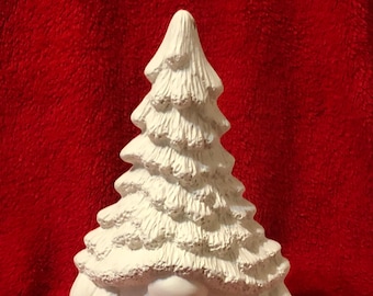 DIY Ceramic Bisque Gnome - DIY Xmas Tree Gnome Figurines - Handmade Ceramic Female Gnome Tree with Holes for Lights - Ornamented Xmas Tree