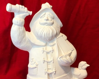 DIY Ready-to-Paint Santa - Handcrafted Santa Figurine - Festive Holiday Decor - Christmas Tabletop - Ceramic Nautical Santa - DIY Xmas Art