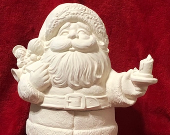 DIY Ceramic Bisque Santa Figurine - Ready-to-Paint - DIY Santa Claus Cookie Jar - Christmas Tabletop - DIY Craft Kit - Xmas Gifts - Xmas Art