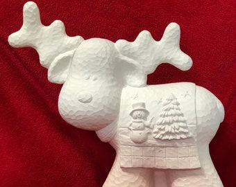 Clay Magic hammered finish Reindeer Ceramic Bisque ready to paint by jmdceramicsart