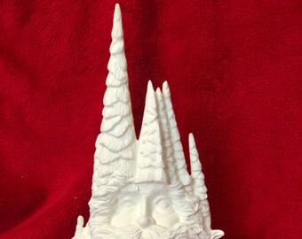 Diy Ready to Paint - Handcrafted Ceramic Santa Face and Xmas Trees - Festive Holiday Decor by jmdceramicsart