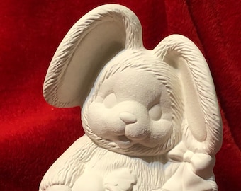 Clay Magics Easter Girl Bear Bunny in bisque ready to paint