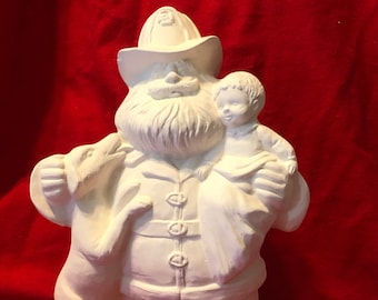 Fireman Santa Ceramic Bisque ready to paint by jmdceramicsart 3008