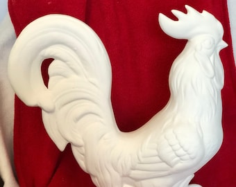 Handcrafted Ceramic Bisque Rooster Sculpture - Kitchen Art Decor for Collectors - Perfect Gift for Rooster Enthusiasts - Quality Ceramics