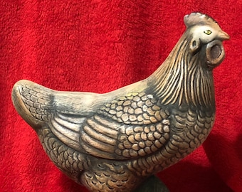 Dry Brushed Ceramic Hen using Mayco Softee Stains by jmdceramicsart