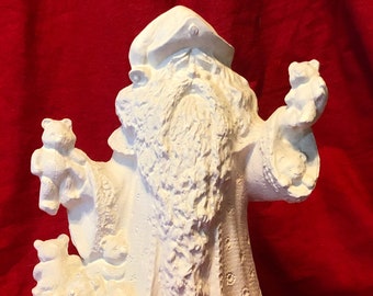 Teddy Bear Santa Claus Ceramic Bisque ready to paint