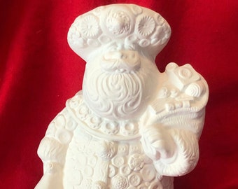 Rare Gare Molds Button Santa in Ceramic Bisque ready to paint by jmdceramicsart