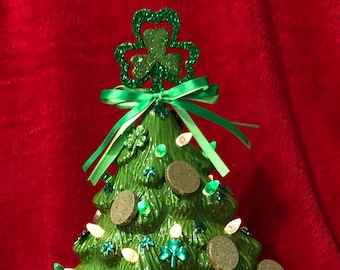 Christmas Tree Ornament - Ceramic Art Decor - Holiday Home Decor - Handcrafted Christmas Gift - Special Occasion Saint Patrick's Day Decor