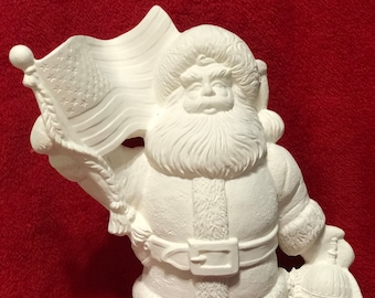 Large United We Stand American Santa Claus in ceramic bisque ready to paint by jmdceramicsart