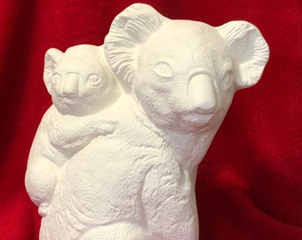 Ceramic Mother and Baby Koala Bears in bisque ready to paint by jmdceramicsart