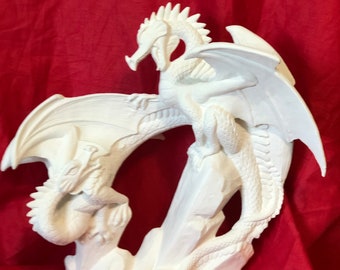 The First Battle Dragons in ceramic bisque ready to paint by jmdceramicsart