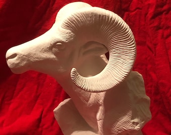 DIY Ceramic Bisque Big Horn Sheep Bust - DIY Sheep Figurine - Handmade Statue - Home and Garden - Home Office Decor - Unique DIY Gift - Etsy