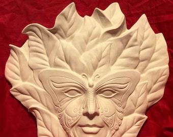 Mayco Molds Ceramic Butterfly Masquerade mask wall hanging in bisque ready to paint by jmdceramicsart