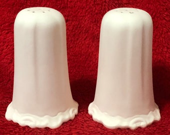 Set of Very Rare Ceramic Decorative Salt and Pepper Shakers in bisque ready to paint with rubber stoppers