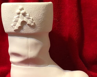 DIY Xmas Decor - Ceramic Bisque Santa Boot - Ready to Paint - Quality Ceramics - Festive Xmas Decor - Christmas Tabletop - Santa Boot Gift