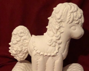 Ceramic Decorative Quilted Rocking Horse from Dona's Molds in bisque ready to paint by jmdceramicsart