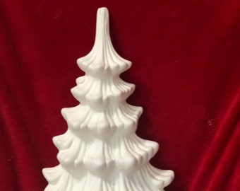 Very Rare Atlantic Molds Ceramic Wall Hanging  Christmas Tree and Base without holes for lights in bisque ready to paint