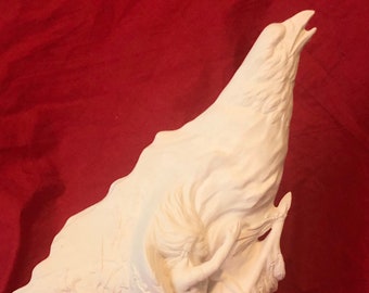 Vintage Ceramic Native American Warrior Eagle in bisque ready to paint by jmdceramicsart