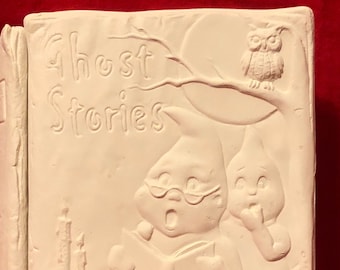 Vintage Ceramic Ghost Stories Book Box in bisque ready to paint by jmdceramicsart