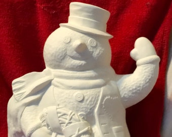 Rare Doc Hollidays Ceramic Snowman in bisque ready to paint by jmdceramicsart