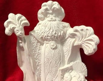 Rare Ceramic Mardi Gras Santa in bisque ready to paint by jmdceramicsart