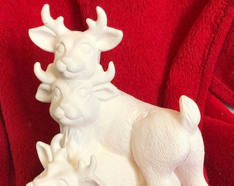 Ready to paint Reindeer Stack bisque diy by jmdceramicsart