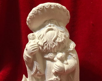 Ceramic Lace Santa in bisque ready to paint