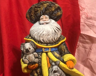 Rain Forest Santa Claus Custom Painted with Mayco Softee Stains by jmdceramicsart